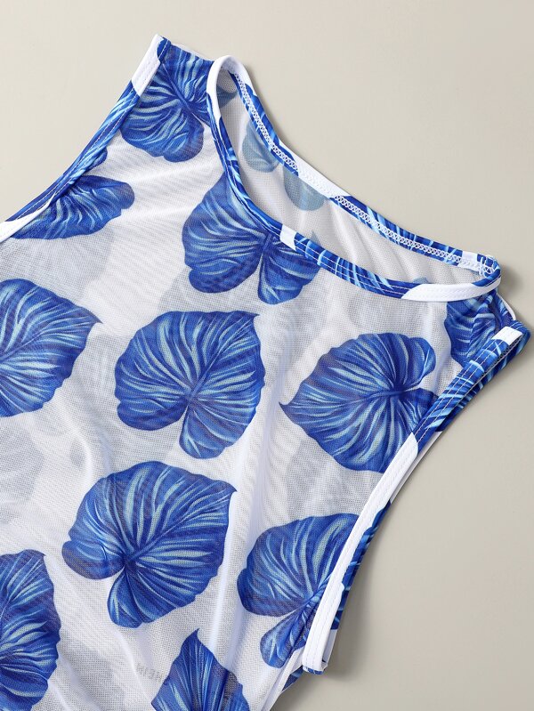 Saída De Praia Vestido Longo Estampado Com Amarração Lateral