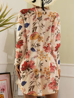 Conjunto Biquíni Cortininha Com Kimono Floral Moda Praia