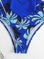Tankini Babado Duplo Alças Ajustáveis Calcinha Estampada