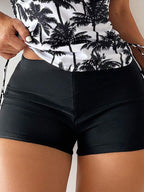 Tankini Com Short Estampa Coqueiro Amarração Lateral