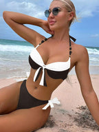 Biquíni Meia Taça Com Laço Frontal Estilo Resort