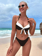 Biquíni Meia Taça Com Laço Frontal Estilo Resort