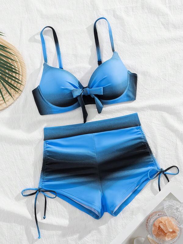 Tankini Com Short Amarração Central Degradê Alças Ajustáveis