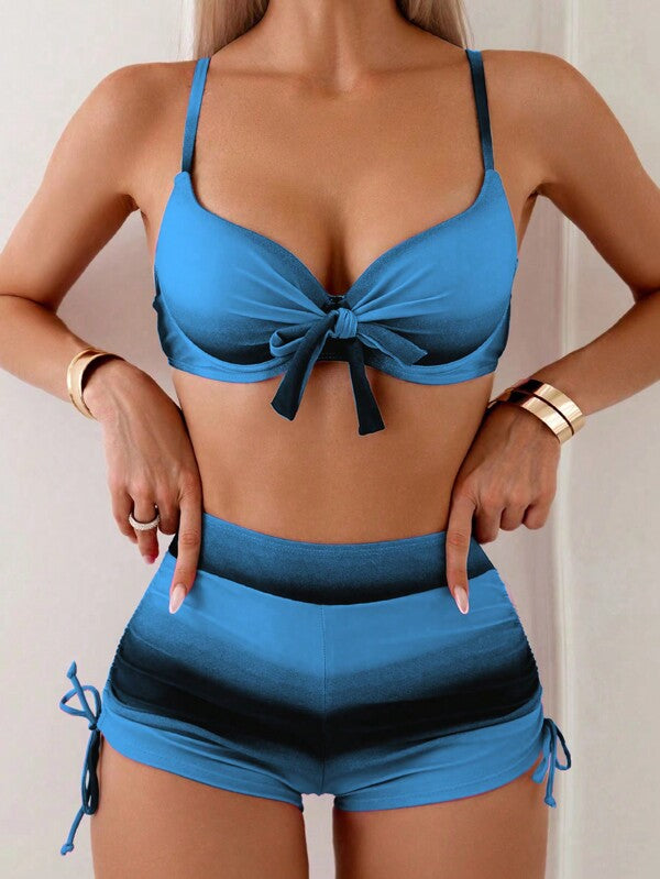 Tankini Com Short Amarração Central Degradê Alças Ajustáveis