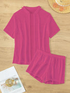 Saída De Praia Conjunto Tricot Vazado Com Shorts