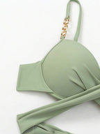 Conjunto Biquíni Top Transpassado Saia Pareô Tropical