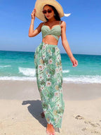 Conjunto Biquíni Top Transpassado Saia Pareô Tropical