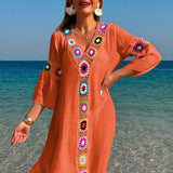 Saída De Praia Chemise Leve Com Bordado Em Crochê