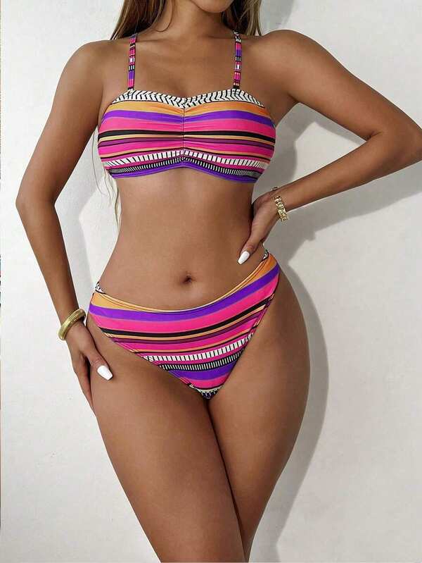 Conjunto Biquíni Top Faixa Short E Kimono Estampado Resort