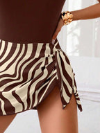 Tankini Com Saia Estampa Zebra Alças Ajustáveis