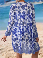 Conjunto Biquíni Meia Taça Cintura Alta Kimono Floral Resort