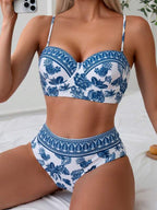 Conjunto Biquíni Meia Taça Cintura Alta Kimono Floral Resort