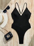 Maiô Canelado Com Costas Vazadas Estilo Resort Chic