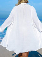 Saída De Praia Chemise Leve Com Bordado Tropical