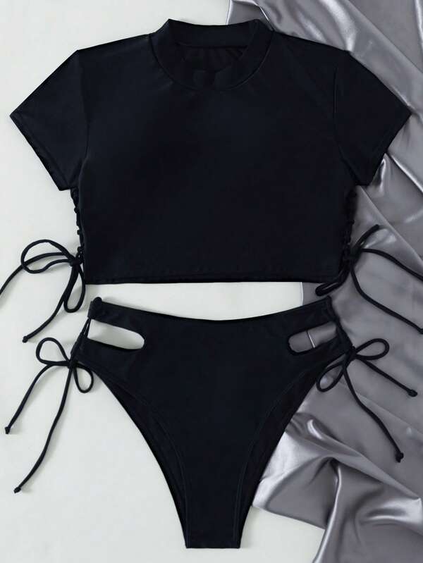 Biquíni Com Cropped E Amarração Lateral Minimalista
