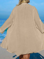 Saída De Praia Chemise Leve Com Bordado Tropical