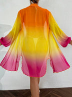 Saída De Praia Chemise Transparente Manga Longa