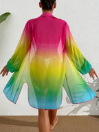 Saída De Praia Chemise Transparente Manga Longa