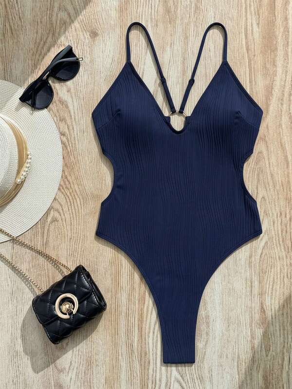Maiô Canelado Com Costas Vazadas Estilo Resort Chic